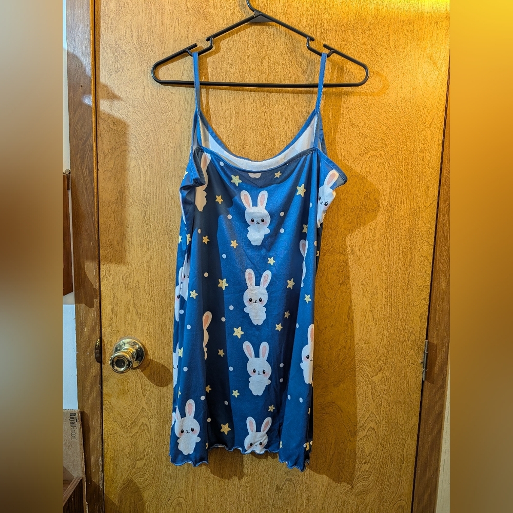 Blue Nightgown With Bunnies - Picture 2 of 3